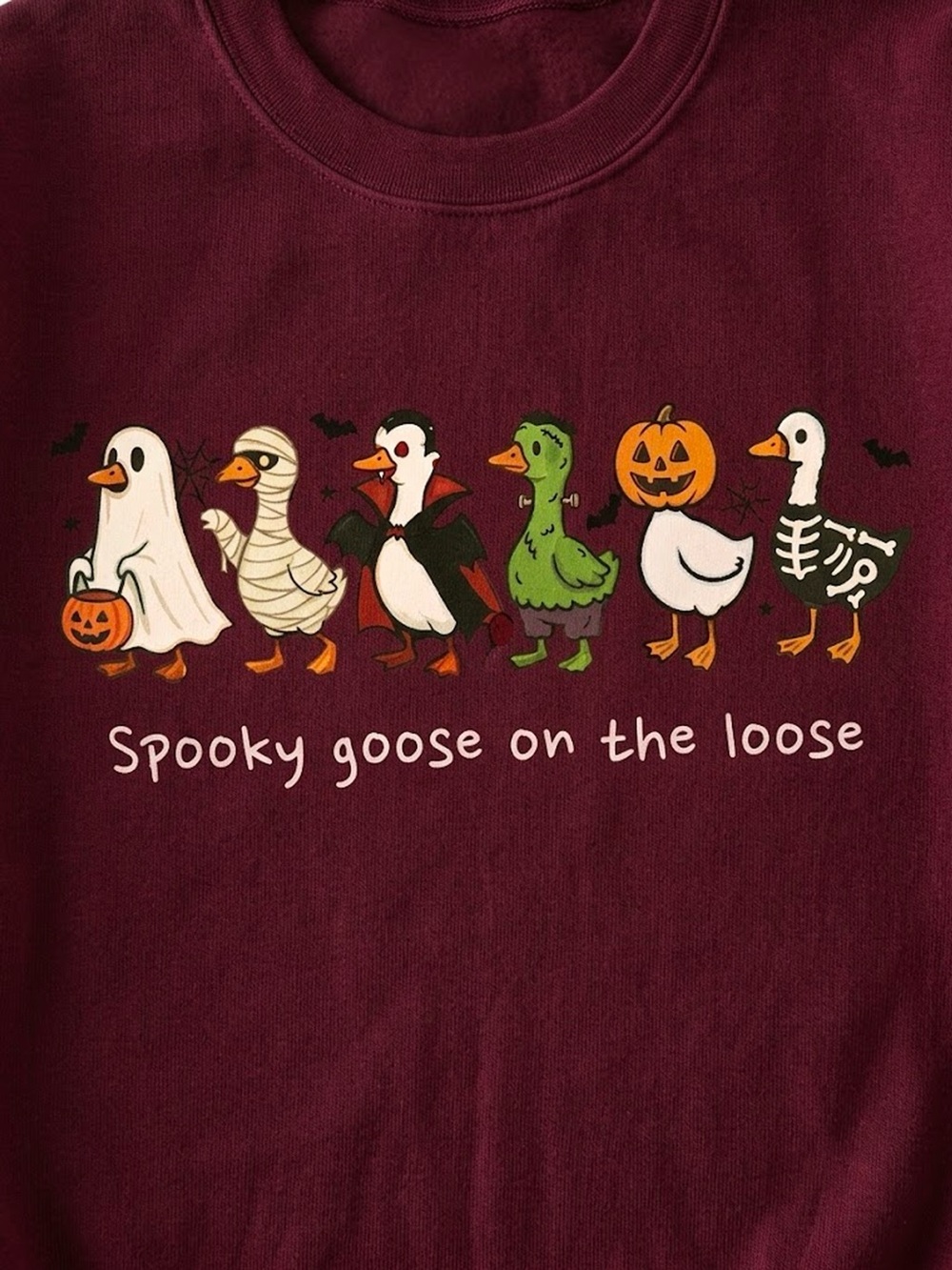 Gildan Burgundy Spooky Goose Graphic Crewneck Sweatshirt - Picture 5 of 5